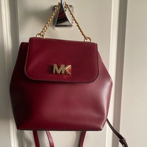 michael kors MOTT chain leather backpack burgundy